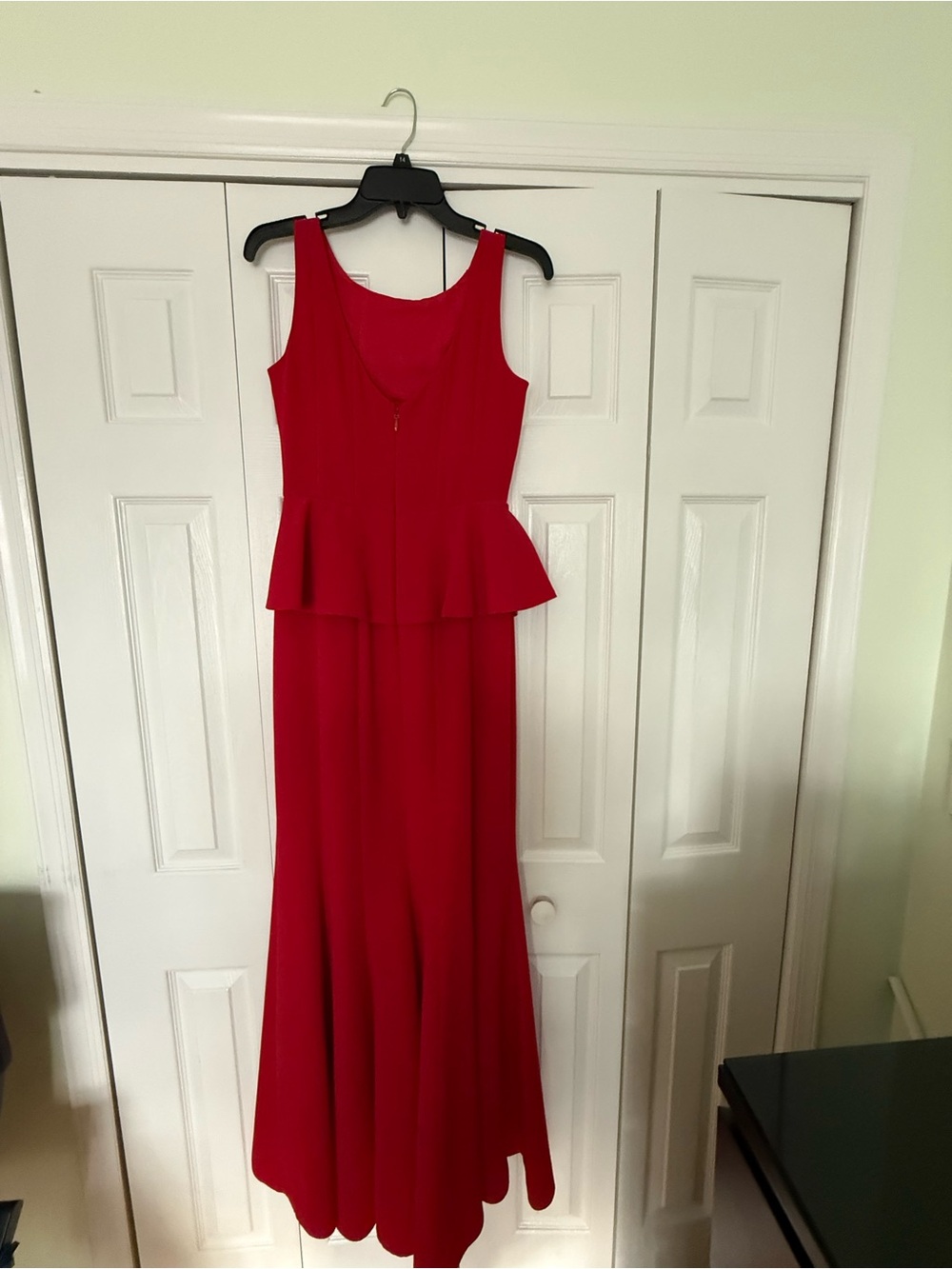 BCBGMaxAzria Red Sleeveless Peplum Maxi Dress